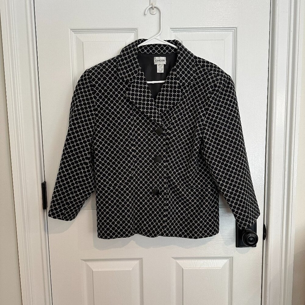 Chico's Womens Blazer Black and White Size 2